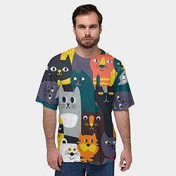 Футболка оверсайз мужская Крутые коты, цвет: 3D-принт — фото 2