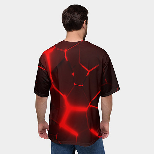Мужская футболка оверсайз ЛЕКСУС КРАСНЫЕ 3Д ПЛИТЫ / 3D-принт – фото 4
