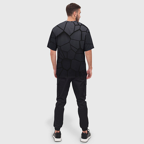 Мужская футболка оверсайз Карбоновые 3D плиты 3Д плиты геометрия / 3D-принт – фото 4
