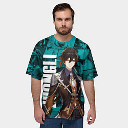 Футболка оверсайз мужская Чжун Ли , Genshin Impact, цвет: 3D-принт — фото 2