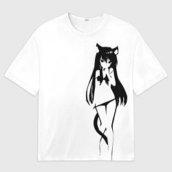 Футболка оверсайз мужская Чб Неко в лифчике, цвет: 3D-принт