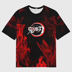 Мужская футболка оверсайз Клинок рассекающий демонов пламя