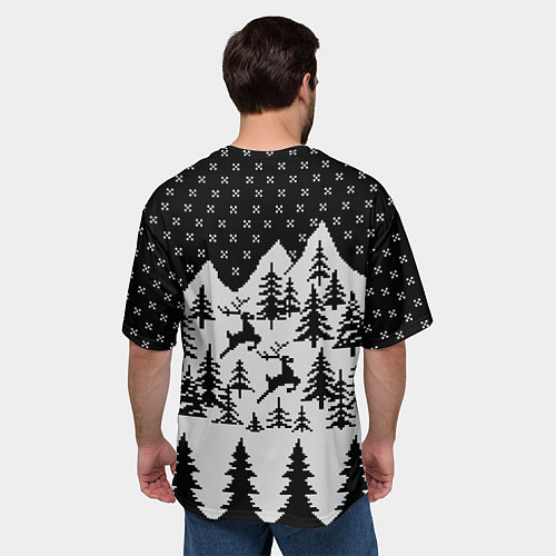 Мужская футболка оверсайз Северные Олени в Горах / 3D-принт – фото 4