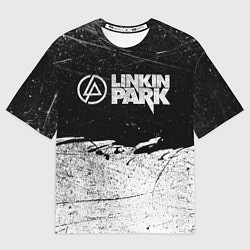 Футболка оверсайз мужская Линкин Парк Лого Рок ЧБ Linkin Park Rock, цвет: 3D-принт