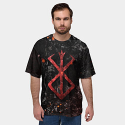 Футболка оверсайз мужская BERSERK LOGO GRUNGE RED, цвет: 3D-принт — фото 2