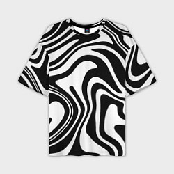 Футболка оверсайз мужская Черно-белые полосы Black and white stripes, цвет: 3D-принт