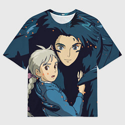 Футболка оверсайз мужская Ходячий замок Софи и Хаул летят, цвет: 3D-принт