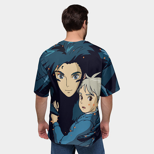 Мужская футболка оверсайз Ходячий замок Софи и Хаул летят / 3D-принт – фото 4