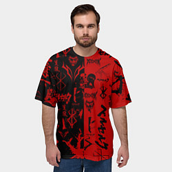 Футболка оверсайз мужская BERSERK BLACK RED БЕРСЕРК ПАТТЕРН, цвет: 3D-принт — фото 2