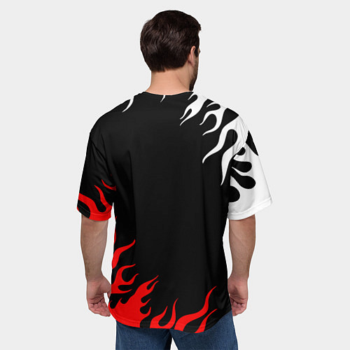Мужская футболка оверсайз Атака Титанов: Нарисованный огонь / 3D-принт – фото 4