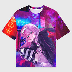 Футболка оверсайз мужская Zero Two в неоновом городе, цвет: 3D-принт