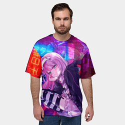 Футболка оверсайз мужская Zero Two в неоновом городе, цвет: 3D-принт — фото 2