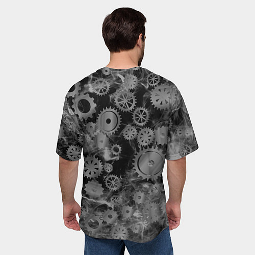 Мужская футболка оверсайз Механизм и дым, стимпанк / 3D-принт – фото 4