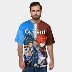 Футболка оверсайз мужская КЭЙА И ДИЛЮК ГЕНШИН, цвет: 3D-принт — фото 2