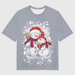 Футболка оверсайз мужская Два снеговика, цвет: 3D-принт