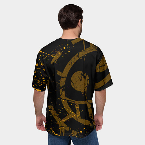 Мужская футболка оверсайз ВАН ПИС ПИРАТЫ ЖЁЛТЫЙ ЛОГО / 3D-принт – фото 4