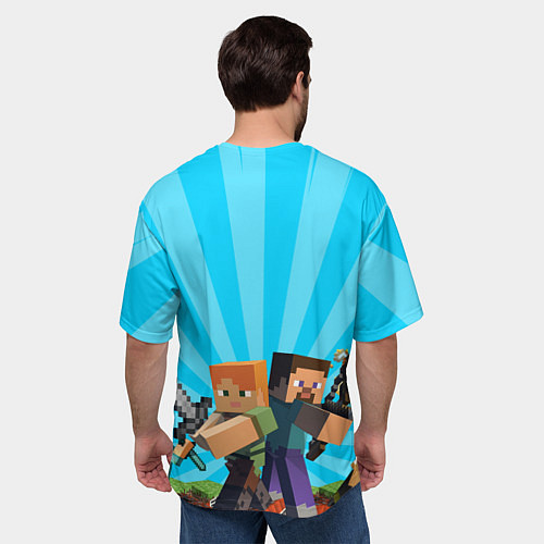 Мужская футболка оверсайз МАЙНКРАФТ ГЕРОИ ИГРЫ MINECRAFT / 3D-принт – фото 4