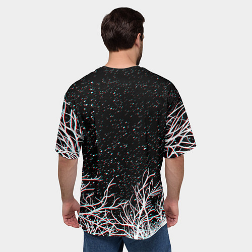 Мужская футболка оверсайз СИРЕНОГОЛОВЫЙ ГЛИТЧ ЛЕС, КОСМОС / 3D-принт – фото 4