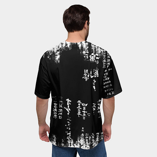 Мужская футболка оверсайз Кандзи Сакура Иероглифы Аниме / 3D-принт – фото 4
