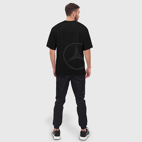 Мужская футболка оверсайз Логотип Мерседес / 3D-принт – фото 4