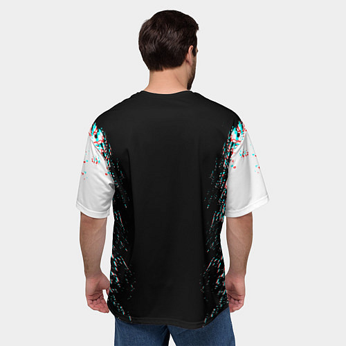 Мужская футболка оверсайз SCARLXRD GLITCH STYLE / 3D-принт – фото 4
