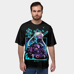Футболка оверсайз мужская Сейлор Мун неон, цвет: 3D-принт — фото 2