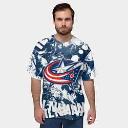 Футболка оверсайз мужская Коламбус Блю Джекетс, Columbus Blue Jackets, цвет: 3D-принт — фото 2