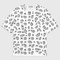 Футболка оверсайз мужская Смайлы граффити, цвет: 3D-принт