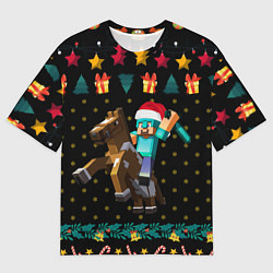Футболка оверсайз мужская Новогодний Майнкрафт, Minecraft, цвет: 3D-принт
