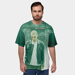 Футболка оверсайз мужская Хаски в комнате, цвет: 3D-принт — фото 2