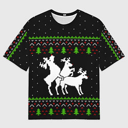 Футболка оверсайз мужская Новогодние три оленя, цвет: 3D-принт