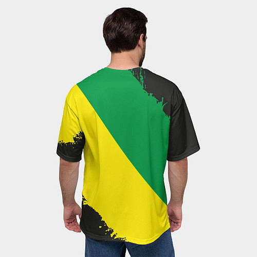 Мужская футболка оверсайз JDM GREEN YELLOW LOGO / 3D-принт – фото 4