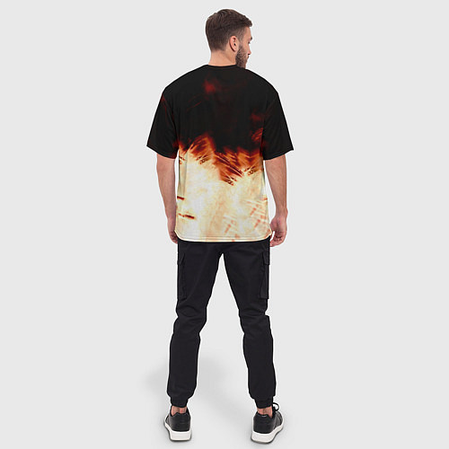 Мужская футболка оверсайз Огненный Сайтама One Punch-Man / 3D-принт – фото 4