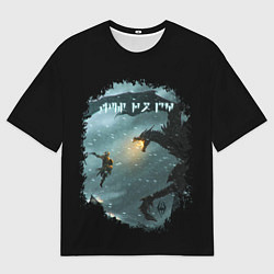 Мужская футболка оверсайз TES SKYRIM FIGHT DRAGON