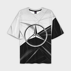 Мужская футболка оверсайз MERCEDES-BENZ МЕРСЕДЕС-БЕНЗ BLACK AND WHITE