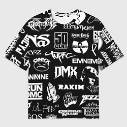 Футболка оверсайз мужская RAP & HIP HOP LOGOS, цвет: 3D-принт