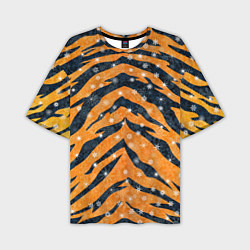 Футболка оверсайз мужская Новогодняя шкура тигра, цвет: 3D-принт