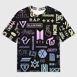 Футболка оверсайз мужская K-pop лого исполнителей, цвет: 3D-принт