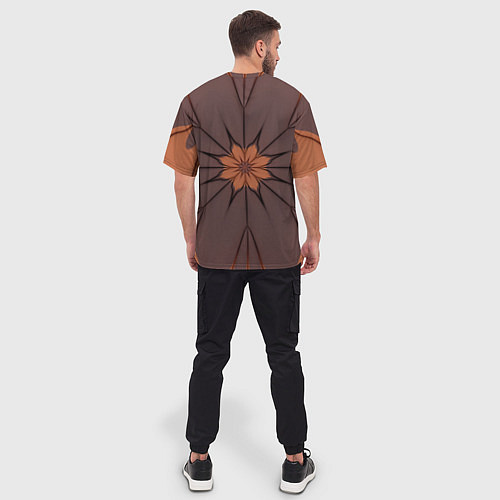 Мужская футболка оверсайз Абстрактный цветок Оранжевый / 3D-принт – фото 4