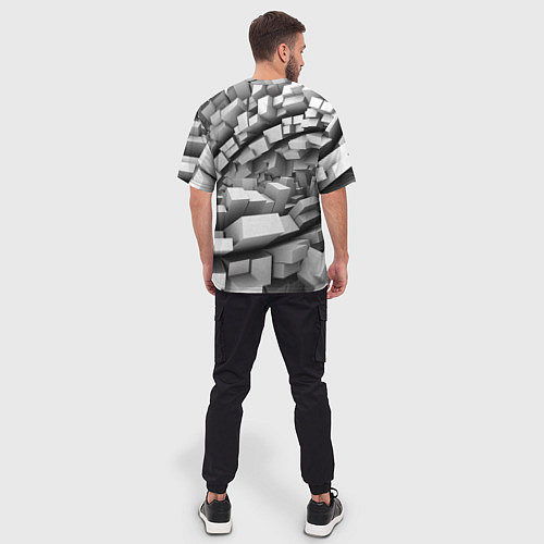 Мужская футболка оверсайз Геометрическая объёмная абстракция / 3D-принт – фото 4