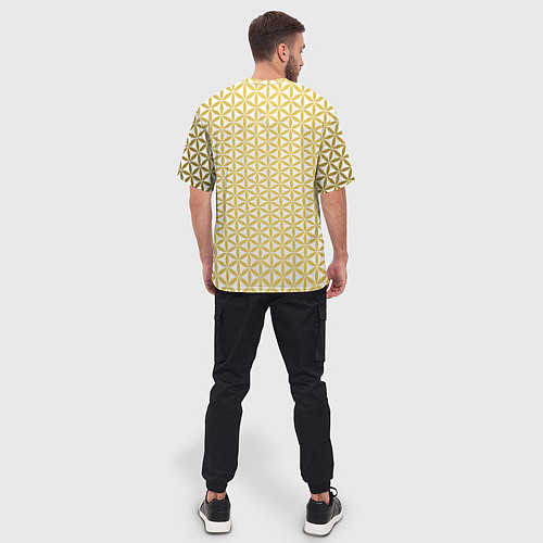 Мужская футболка оверсайз Цветок Жизни золото / 3D-принт – фото 4