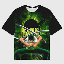 Футболка оверсайз мужская Зоро Ророноа с катанами Ван пис, цвет: 3D-принт