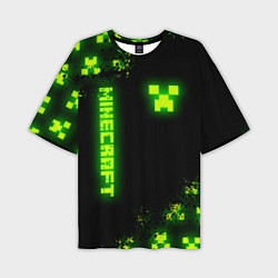 Футболка оверсайз мужская MINECRAFT NEON LOGO CREEPER, цвет: 3D-принт