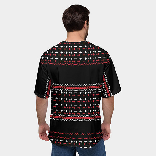 Мужская футболка оверсайз НОВОГОДНИЙ ПАТТЕРН SWEATER / 3D-принт – фото 4