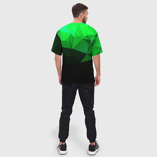 Мужская футболка оверсайз Изумрудный Зеленый Геометрия / 3D-принт – фото 4