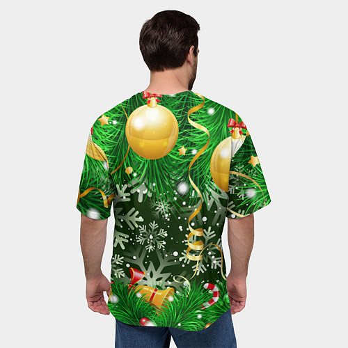 Мужская футболка оверсайз Новогоднее Настроение Елка / 3D-принт – фото 4