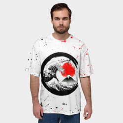Футболка оверсайз мужская САКУРА, КРАСНОЕ СОЛНЦЕ ЯПОНИИ, ФУДЗИЯМА, цвет: 3D-принт — фото 2