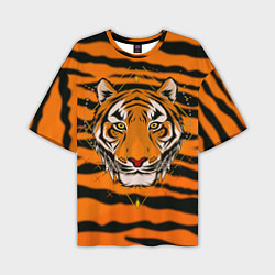 Мужская футболка оверсайз Тигр настоящий хищник