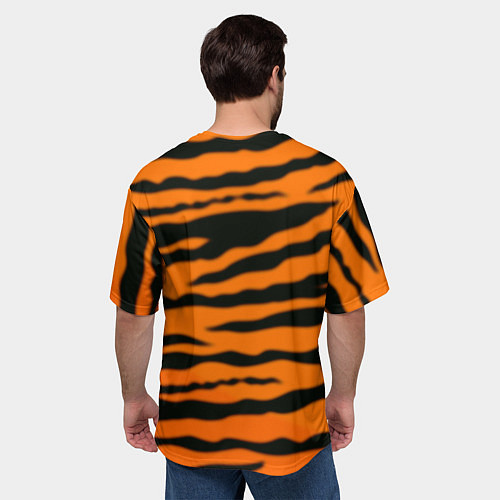 Мужская футболка оверсайз Тигр настоящий хищник / 3D-принт – фото 4