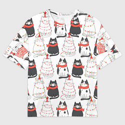 Мужская футболка оверсайз НОВОГОДНИЕ КОТИКИ 2022